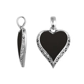 925 Sterling Silver Artistic Heart Pendant Featuring Black Shell